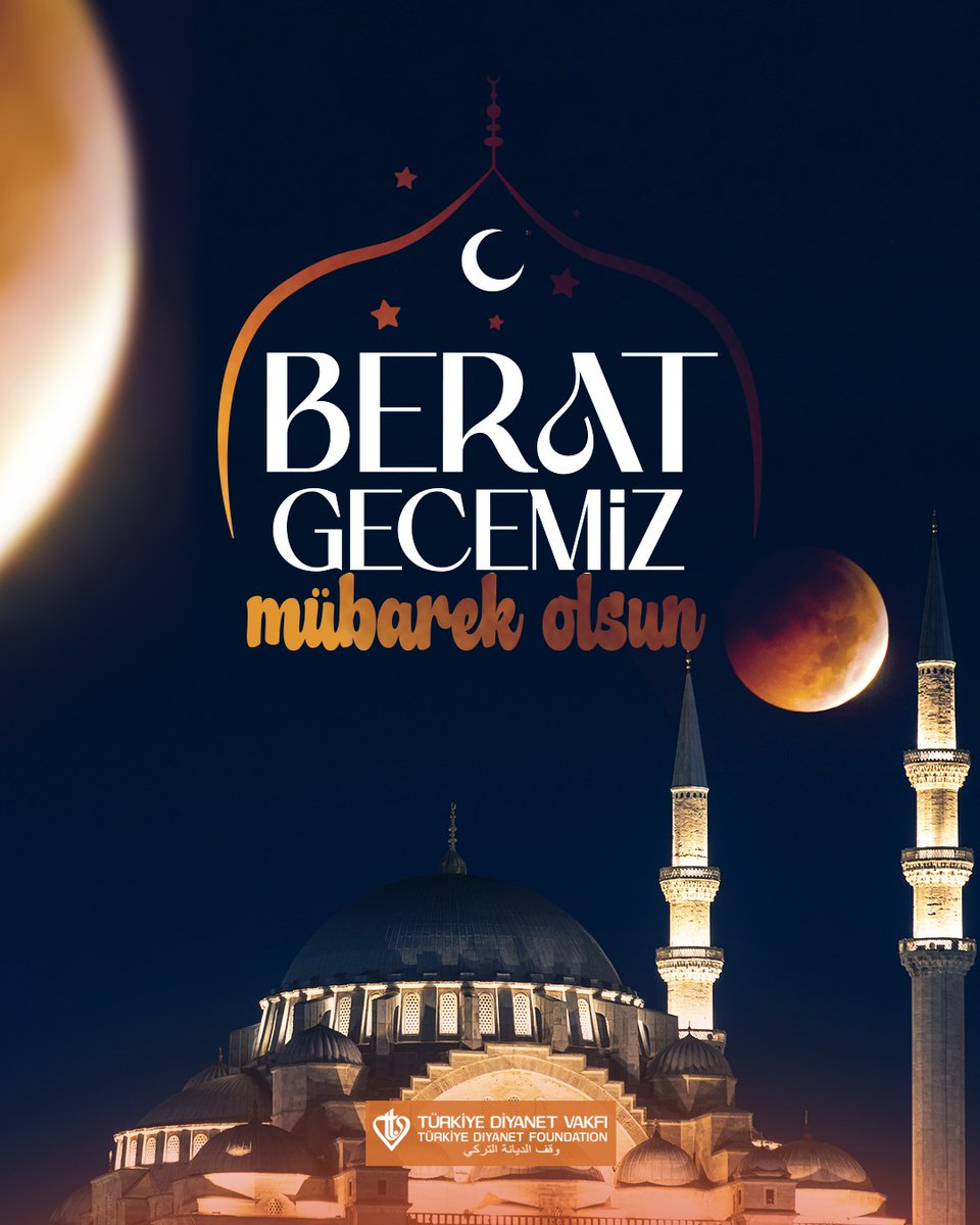 DiyanetVakfi's tweet photo. Ramazan-ı Şerif'in müjdecisi, duaların kabulü ve günahların affına vesile kılınan Berat gecesinin tüm İslam aleminin ve insanlığın kurtuluşuna, huzuruna, birliğine ve kardeşliğine vesile olmasını Cenab-ı Allah’tan niyaz ederiz. 

#BeratKandili #HayırlıKandiller https://t.co/b8JJEMXfSL