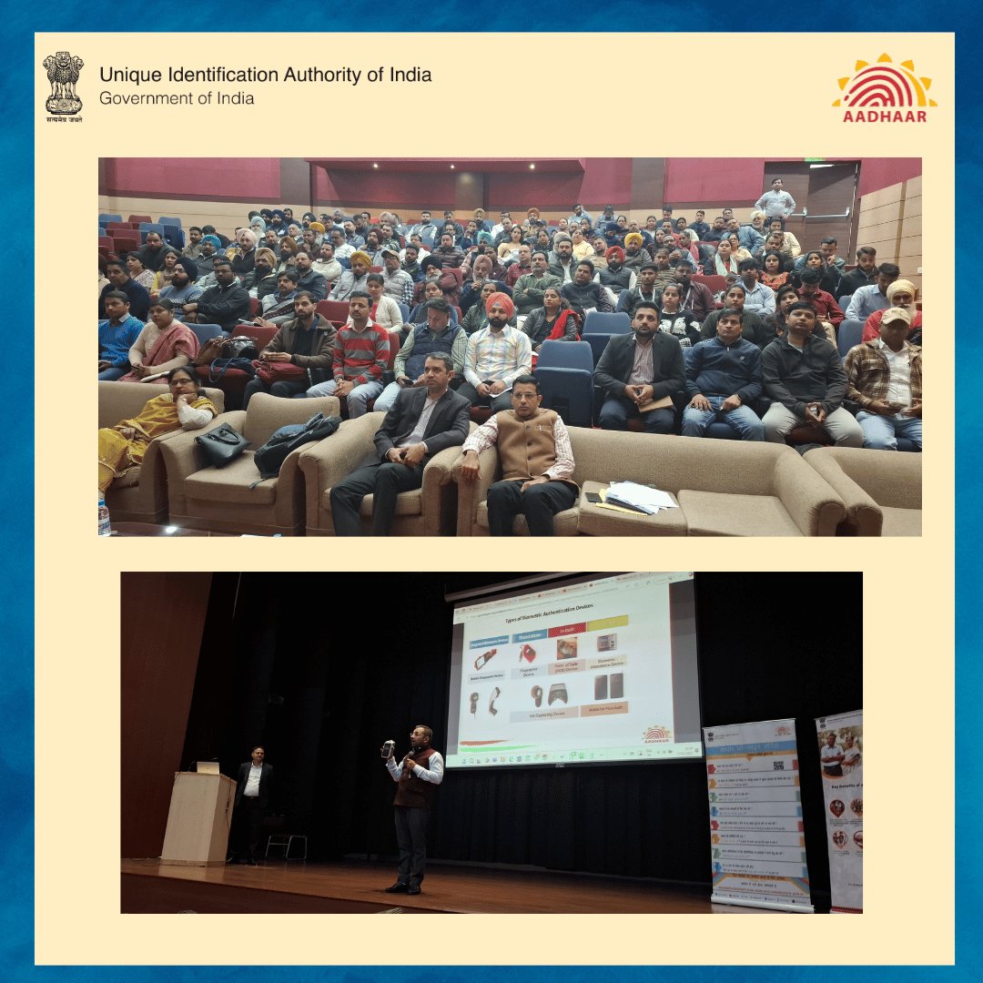 UIDAIChandigarh's tweet image. Organized by @UIDAIChandigarh 119 officials from Chandigarh&apos;s DIT, Health, Education, WCD, CSC, FCS &amp;amp; Mohali, Fatehgarh Sahib Food Supply Dept joined Aadhaar &amp;amp; Face Authentication Training. UIDAI officials Dir Sh. Jagdish, Dy Dir Sh. Ashutosh, AO Smt. Geeta were present.
