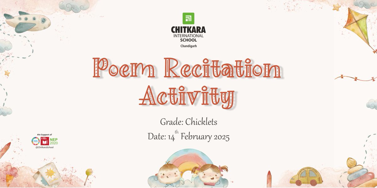 chitkara_school's tweet image. Chitkara International School is all set to conduct an engrossing yet enlightening Poem Recitation Activity for its tiny tots of Chicklets. 

-
#CIS #Chicklets #learning #poemrecitation #activity #rowyourboat #creativity #skills #ChitkaraInternationalSchool