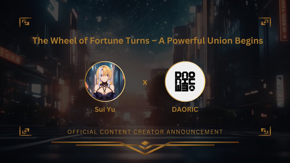 🔮 Fate is set in motion—A powerful alliance is forged! 🔮 

The Wheel of Fortune turns, and with it, we welcome @daoric_io as our Official Content Creator Partner! Luck favors their community, as exclusive $SAI airdrops are on the horizon! 

Ready to claim your destiny✨?