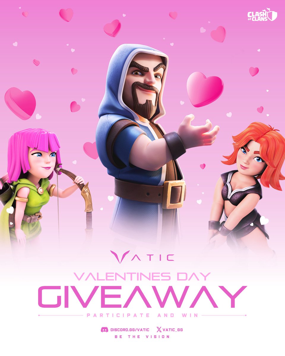 𝑮𝑰𝑽𝑬𝑨𝑾𝑨𝒀 
Celebrating Valentines Day with $25 USD to the lucky winner! 💖

1️⃣ Follow <a href="/vatic_gg/">Vatic</a> + <a href="/vatic_coc/">Vatic - Clash of Clans</a>
2️⃣ Repost
3️⃣ Comment #BeMyValentine

Winner drawn on February 16th! 

#ClashofClans #Giveaway