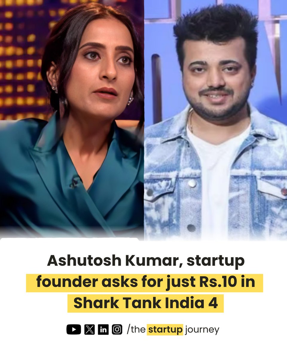 TStartupJourney's tweet image. Ashutosh Kumar, founder of Offmint, stuns the Sharks by asking for just ₹10 for 1% equity not for funding, but as Guru Dakshina for their expertise. 🙏

A pitch straight from the heart, honoring his father’s legacy. ❤️ #SharkTankIndia #Offmint