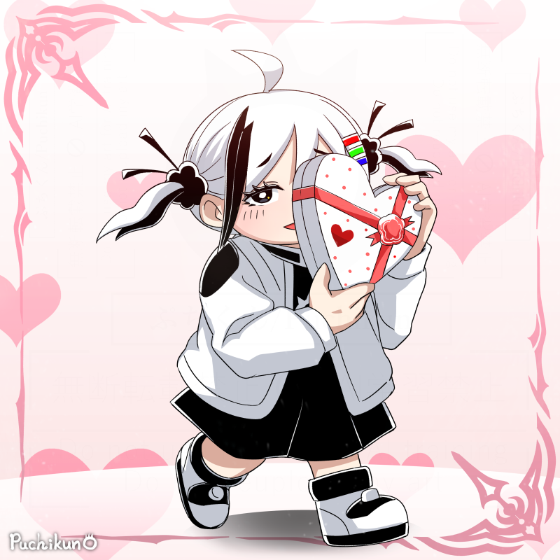 「ハッピーバレンタインモノチ「受け取って欲しいんだっち…!」#MonochiPro」|ぷちくん/puchikun（絵師）のイラスト