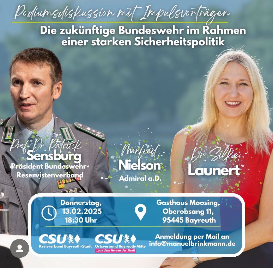 Wie wird die #Bundeswehr der Zukunft aussehen? Eine Stärke von 460.000 Soldatinnen und Soldaten fordert die #NATO von Deutschland - wie soll das gehen? Welche Rolle spielt die #Reserve dabei? Dies sind nur einige Fragen, die Sie heute Abend mit uns diskutieren können.