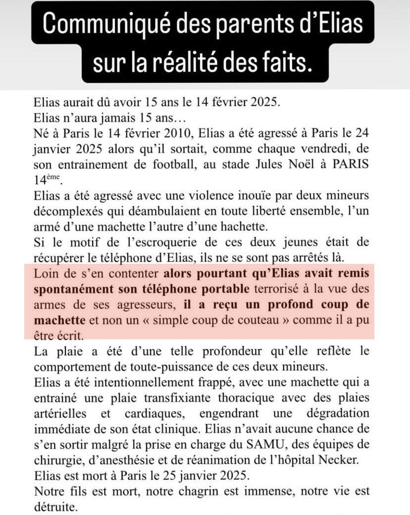Qu’est-ce qu’1 fakenews et de la désinformation ?
Le Monde : Elias «résiste au vol de son téléphone» et reçoit fatalement un coup de couteau 
Le réel : Elias a évidemment tout de suite donné son portable à ces 2 racailles connus de tous puis a reçu un coup de… machette !