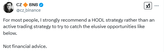 <a href="/bull_bnb/">BULL</a> For most people, CZ strongly recommend a HODL strategy rather than an active trading strategy to try to catch new opportunity (pnd tokens)  

We recommend you to apply this on $HODL 

We’re building a strong, unique, and faithful meme community—one that doesn’t chase pumps but