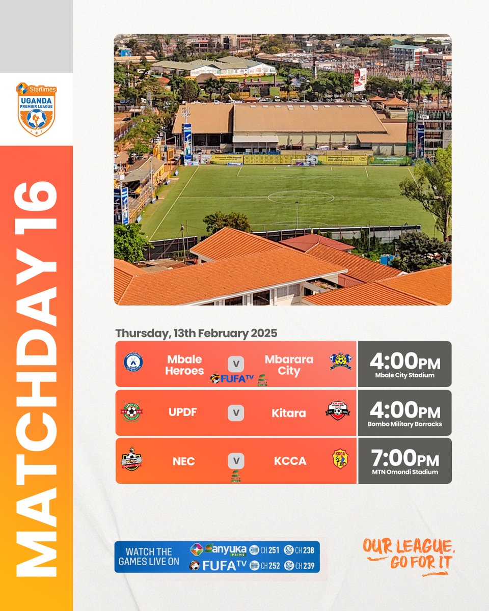 UPL's tweet photo. Matchday 16 comes to an end today
https://t.co/GTBWZqbVWY
#MBHMBR | #UPDKIT | #NECKCC
#StarTimesUPL https://t.co/1P7G6bsUP4