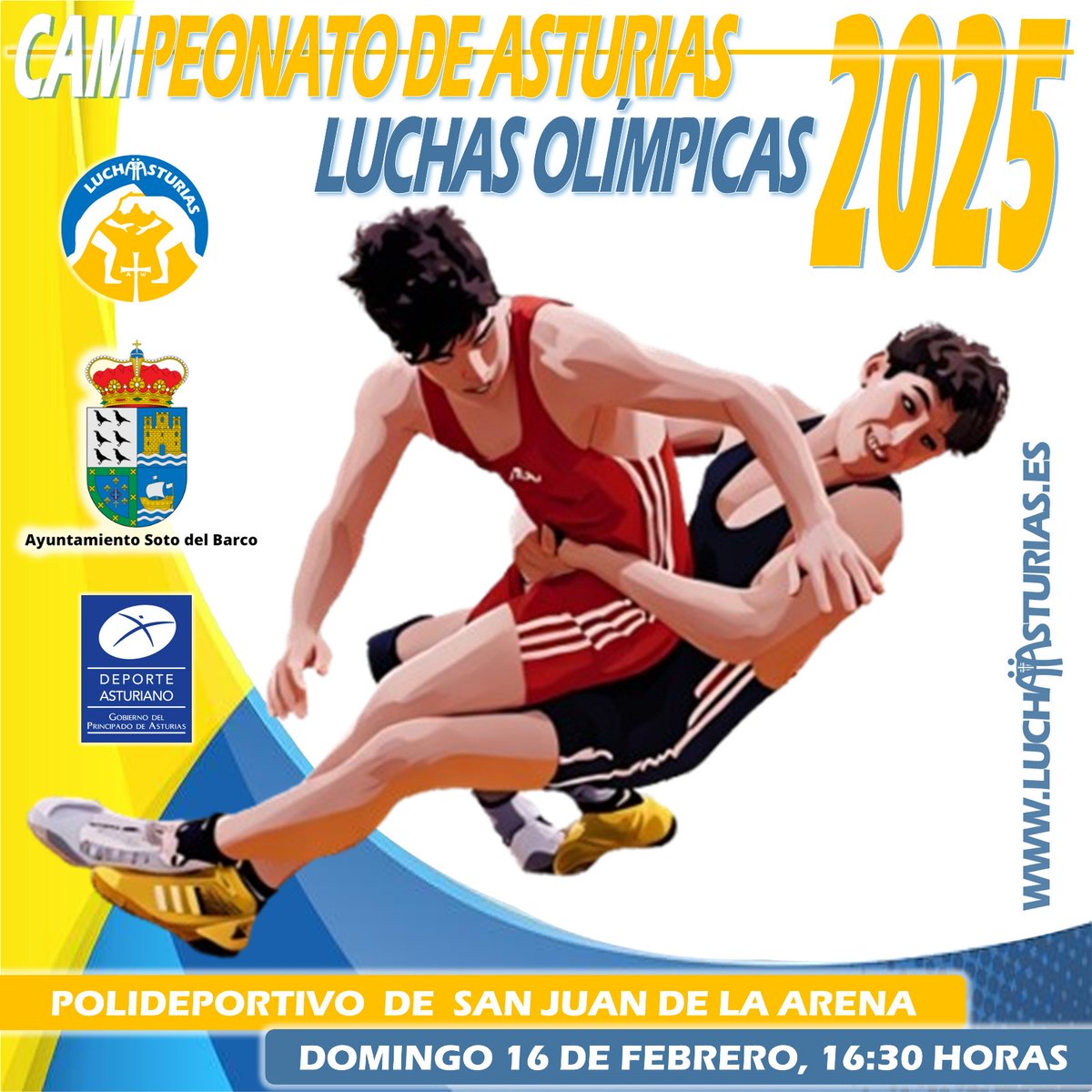 AytoSdB's tweet photo. 🤼‍♀️Área de Deportes 🤼

Este domingo 16 de febrero viene deportivo... 
Durante todo el día podremos disfrutar de los Campeonatos Oficiales de Asturias de Lucha Olímpica y Lucha Sambo. https://t.co/AbKSrAsWKQ