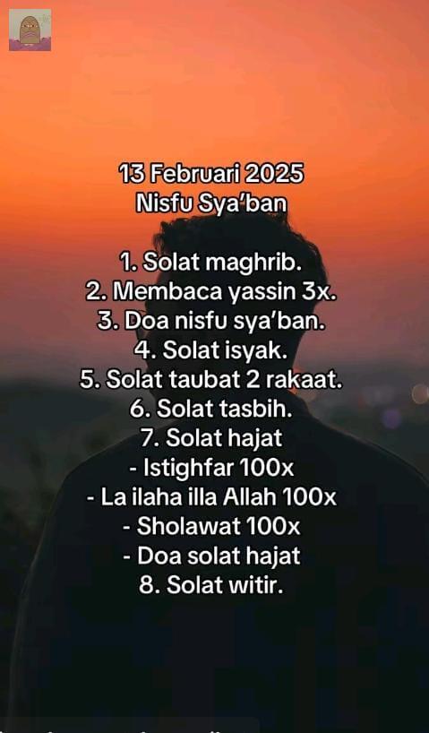 💚 gaess nanti malam Nisfu Sya'ban, jgn lupa kerjain amalannya ya, yg punya hajat mau dapat pekerjaan sebelum ramadhan, lulus di Universitas impian, lulus sidang skripsi, semoga bisa segera terkabulkan, aamiin