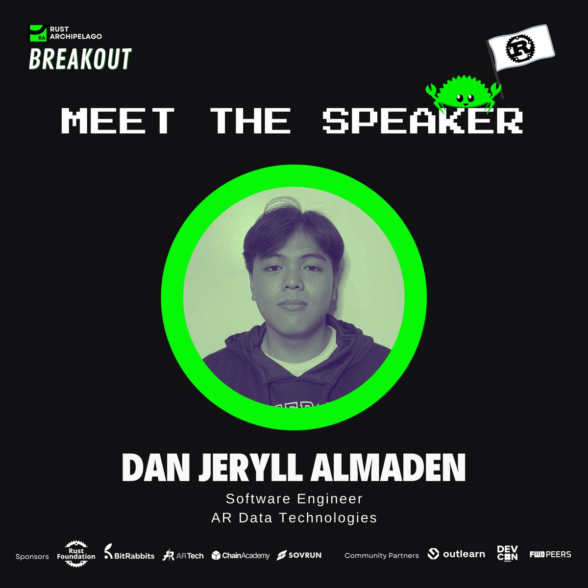 rustarchipelago's tweet image. Hey, Rustaceans! Meet Dan Jeryll Almaden, Software Engineer at @ardatatech and Rust enthusiast! 🤝🏽

Learn how Rust is transforming web development at Rust Archipelago Breakout. 🌐

📅 Feb. 22, 2025
📝 Register now: lu.ma/e03dzyz9

Let’s build a better web with Rust! 🚀🦀