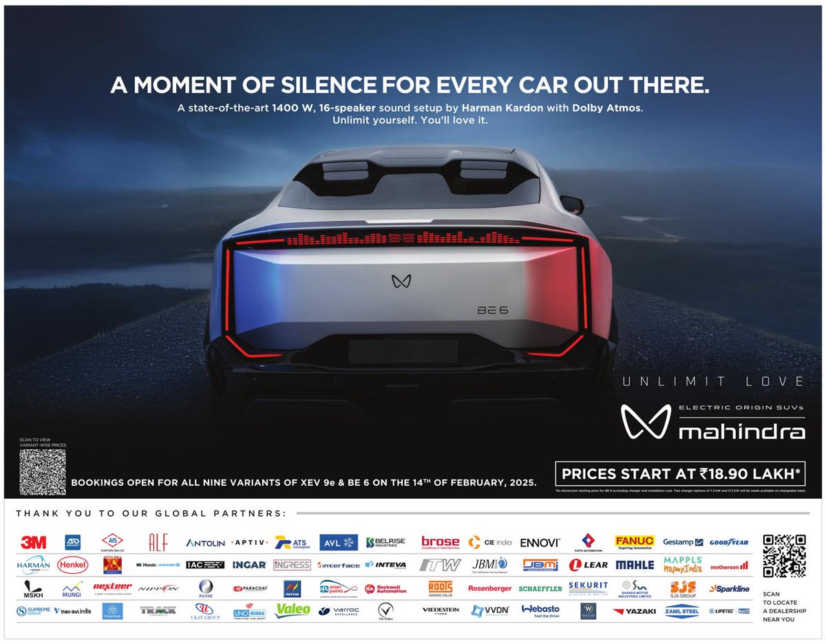 HarmanIndia's tweet photo. A Big Thank You to Mahindra and Mahindra!
We are incredibly grateful to be a part of Mahindra's journey — Real Entertainment on Wheels, featuring an Immersive Surround Experience and Everest Sound Quality!
#MahindraAndMahindra #HarmanKardon #Dolby  #ThinkAutoTechThinkHARMAN https://t.co/iBEtb6v5JI