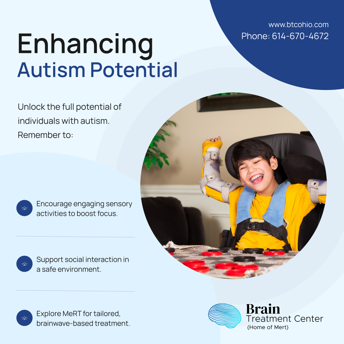 brain_tmc's tweet image. Every individual with autism has unique potential. Let’s unlock it together with advanced care like MeRT. Contact us today to learn more! 

#MainevilleOH #NeurologicalClinic #AutismTherapy