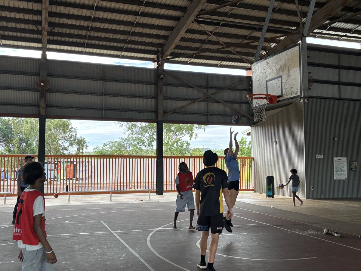 WyndhamPol's tweet photo. Catching up with the local kids at the Wyndham recreational centre to shoot some hoops. Sweaty but fun #fb. https://t.co/mbLypSRfpI