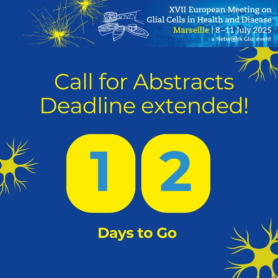 Due to demand, the deadline for abstract submission for #glia2025 in #Marseille has been extended. 
FINAL DEADLINE: Tuesday, 25 February 2025, 12.00 p.m. / midnight (CET)
glia2025.eu/abstracts/