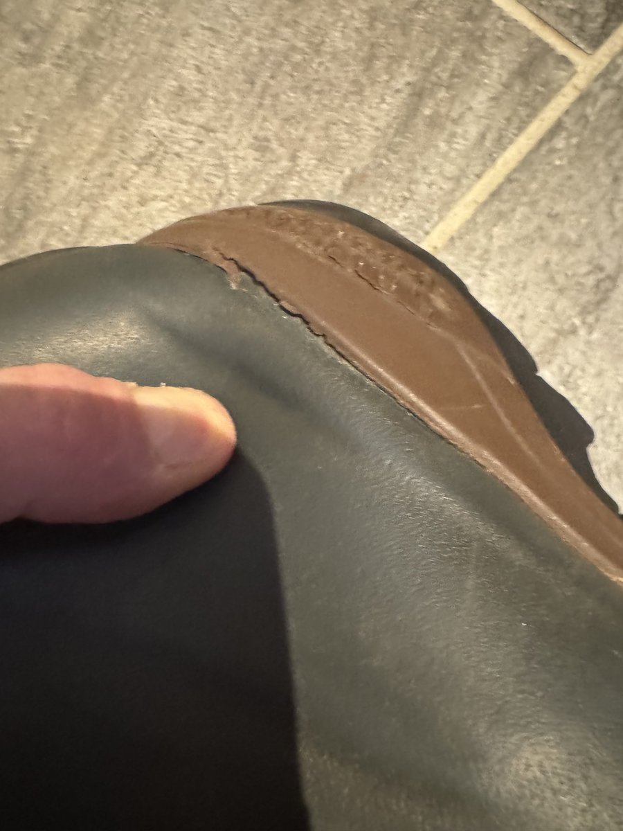 boy_lanky's tweet photo. Buy ⁦@LeChameau1927⁩ and not ⁦@aigleuk⁩ because Aigle fall apart and start leaking!! Not what you expect for a £200 pair of wellies!!! #Aigle #AigleBoots https://t.co/j9Eg3yDRih