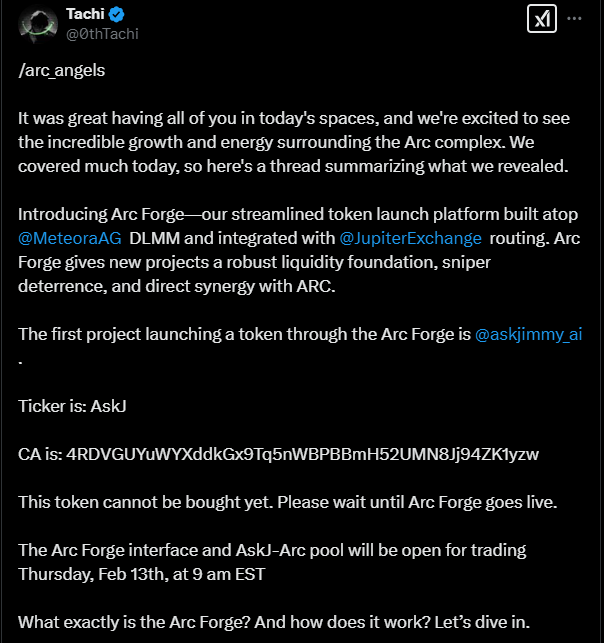 Luizaclen_ETH's tweet photo. 🚀 Arc (AI Rig Complex) launches Arc Forge!
🔗 Built on Meteora DLMM, integrated with Jupiter routing, offering strong liquidity and anti-sniping features.
💡 Designed for direct synergy with ARC.
#ArcForge #TokenIssuance #Blockchain #Cryptocurrency https://t.co/81X4fBdFeK