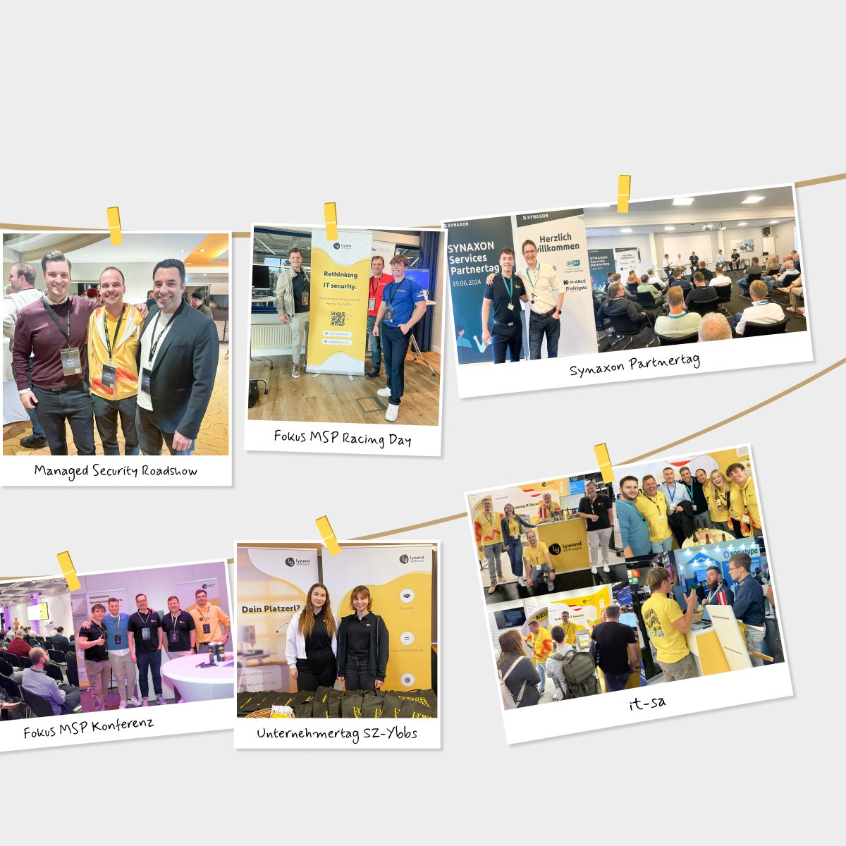🔙👀 Rückblick 2024: Events, Webinare &amp; Auszeichnungen ✨

Vielen Dank an alle Partner und Interessenten, die dieses Jahr so besonders gemacht haben. 💛

#recap2024 #events #partner #lywandcommunity #msp #mssp #securityaudit #securityauditplattform #lywandsoftware #lywand