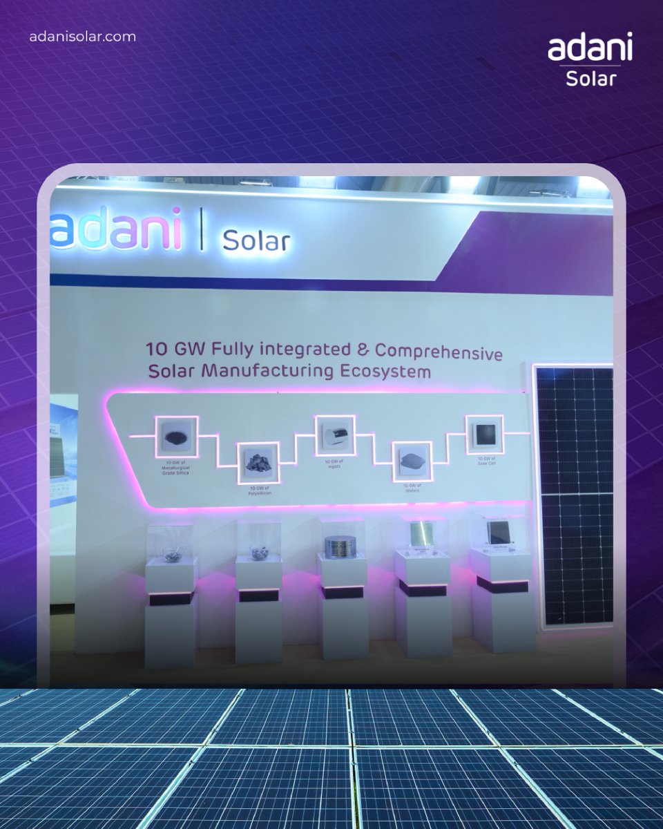 AdaniSolar's tweet photo. Day 1 at Intersolar 2025! 

A glimpse into the future of solar innovation. Stay tuned for more! 

#AdaniSolar #GetSUNplugged #Intersolar2025 #RenewableEnergy https://t.co/Wz3JljqCxj