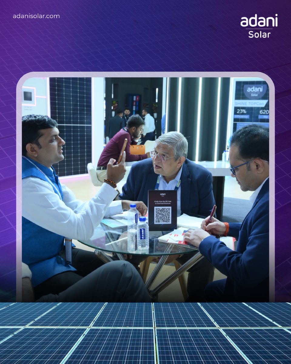 AdaniSolar's tweet photo. Day 1 at Intersolar 2025! 

A glimpse into the future of solar innovation. Stay tuned for more! 

#AdaniSolar #GetSUNplugged #Intersolar2025 #RenewableEnergy https://t.co/Wz3JljqCxj