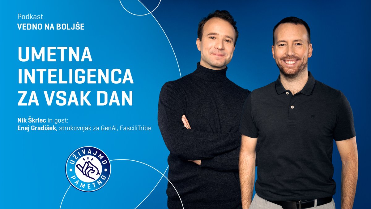V podkastu Uživajmo pametno se je Niku pridružil Enej Gradišek, strokovnjak za GenAI. Enej je predstavil, kako delujejo orodja generativne umetne inteligence (GenAI), kakšen je njihov potencial in kako jih pametno uporabiti v vsakdanjem življenju. 👉 ts.si/iybyq 🎧