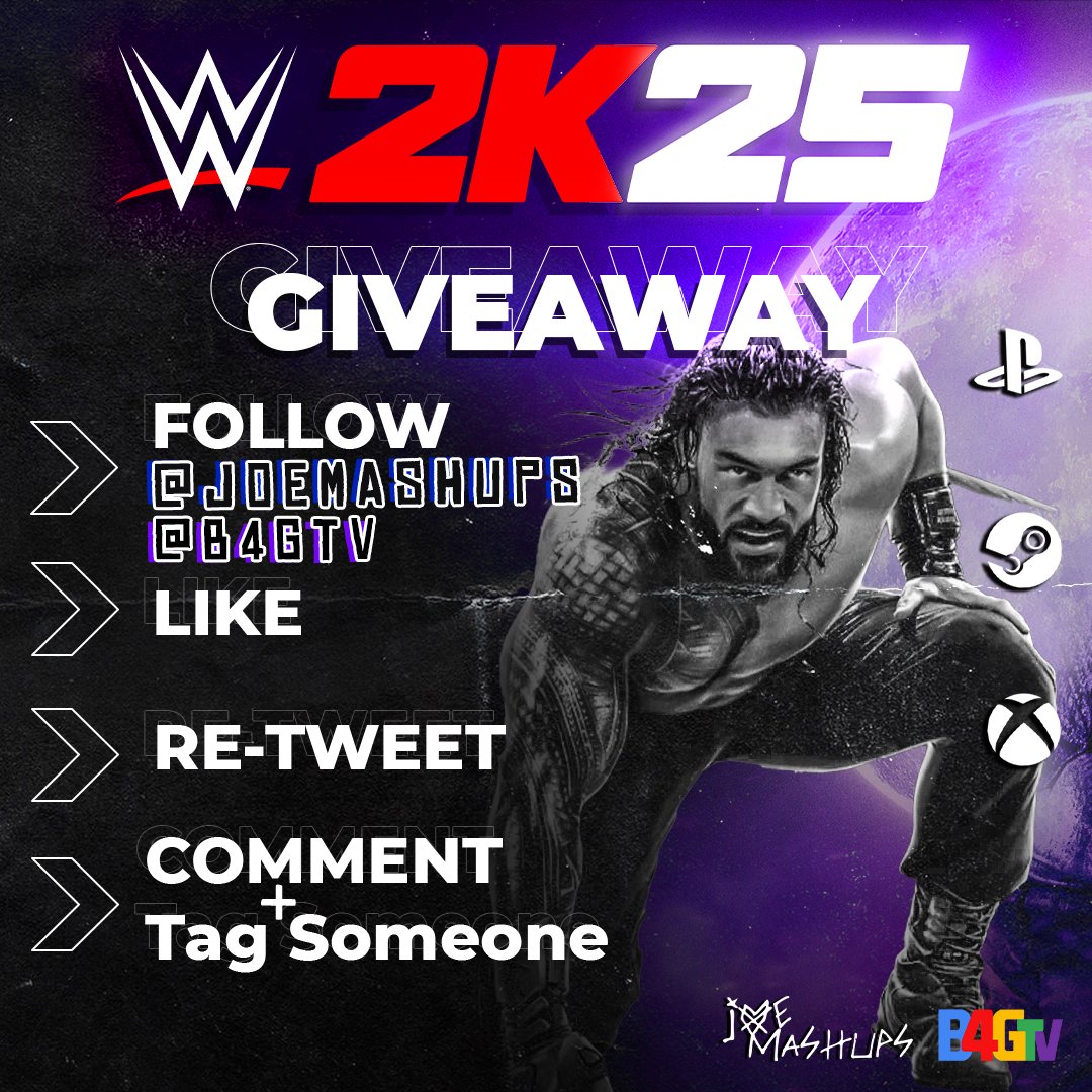 JoeMashups's tweet image. #WWE2K25 Giveaway #2

How to enter:

- Follow @JoeMashups &amp;amp; @B4GTV 
- Like
- ReTweet
- Comment &amp;amp; Tag someone