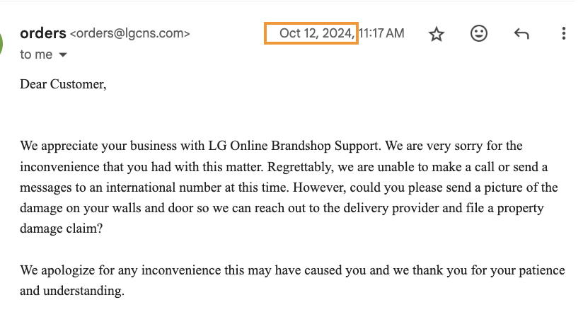 CynthiaCHanson's tweet photo. @LGUS (1/4)
6+ months of trying to get help with my damage claim after your delivery service @rxoinc made a disaster of our home during the install. Paper trail of attached... https://t.co/UPPzHnPkld