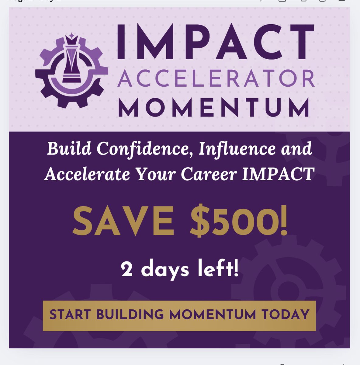MyPMOStrategies's tweet image. ⏳ 2 Days Left! ⏳ 

Last chance to grab $500 off the IMPACT Accelerator: Leadership Momentum program! 

Don’t miss out on leveling up your leadership. Enroll before the price increases this Friday: pmostrategies.com/iam1/

#LeadershipMomentum #IMPACTAccelerator #PMO
