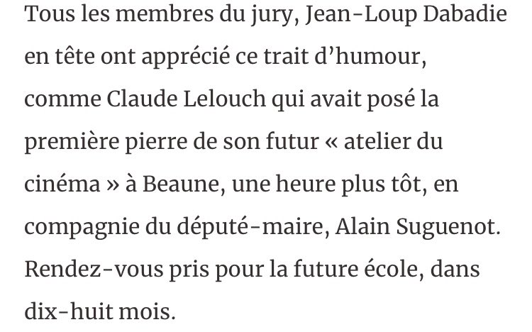 2012.

Le sommet de ma carrière.
Quand le réalisateur d’un film que j’avais descendu (comme du « sous-Chabrol ») a lu ma critique, en recevant précisément le Prix Claude Chabrol.

Tout ça sous les yeux de Lelouch et (chaba)Dabadie. 

J’aurais teeeeeeellement aimé assister à ça !