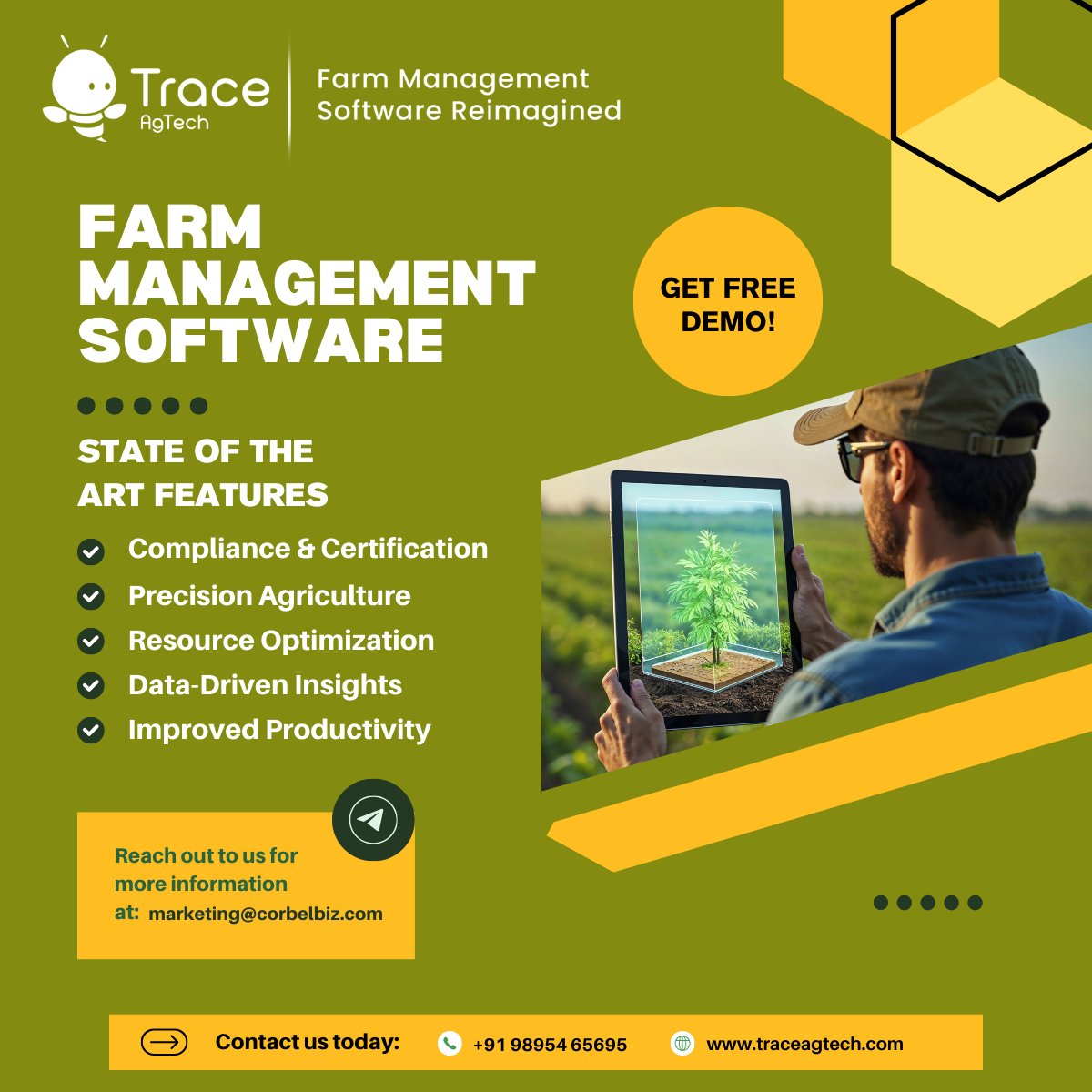 TraceAgtech's tweet photo. 📷 Boost Farm Productivity with Smart Management Software! 📷

📷 Compliance &amp; Certification
📷 Precision Agriculture
📷 Data-Driven Insights
📷 Resource Optimization
📷 Improved Productivity

#FarmManagement #AgTech #SmartFarming #PrecisionAgriculture #SustainableFarming https://t.co/M9DhjwL5mN