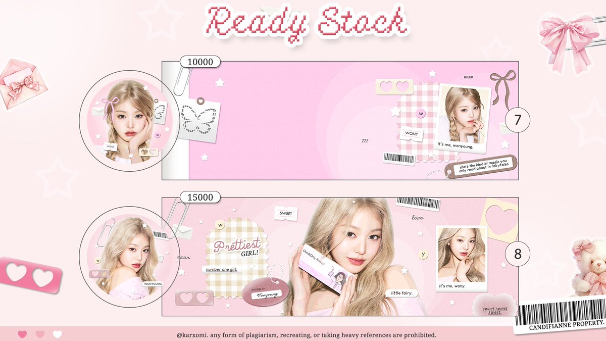 karxomi's tweet image. help repost 🌷

halooo .. ada layout ready stock wonyoung &amp;amp; irene ☘️ — pricinya di pict yaaa free retext ♡ met jajank

#zonaba #zonauang