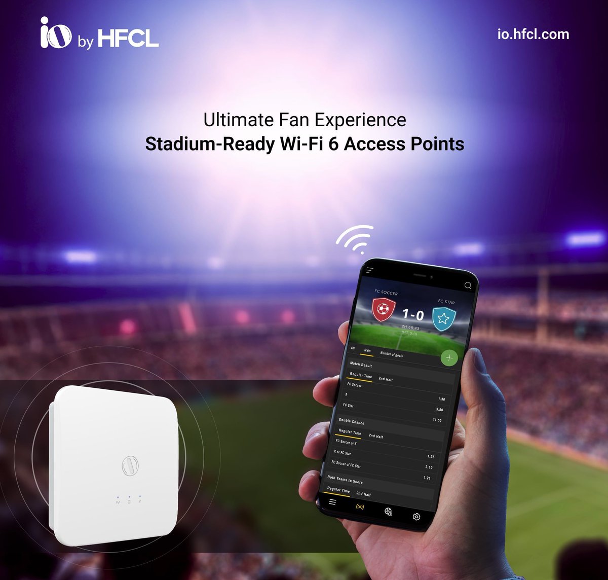 Transform outdoor connectivity with Wi-Fi 6 Outdoor Access Points from IO by HFCL. 

Say goodbye to connectivity gaps and hello to seamless, high-performance networks that keep you connected no matter where you are. 

Know more buff.ly/4jSHQ0h 

#WiFi6 #iobyhfcl