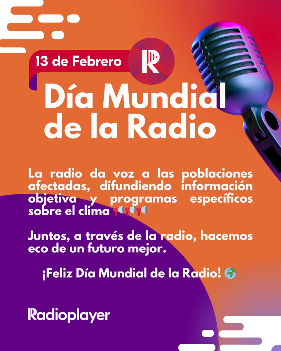 ¡Feliz Día Mundial de la Radio! Celebra este día sintonizando tu emisora favorita en Radioplayer 😃
#diadelaradio  #DiaMundialdelaRadio