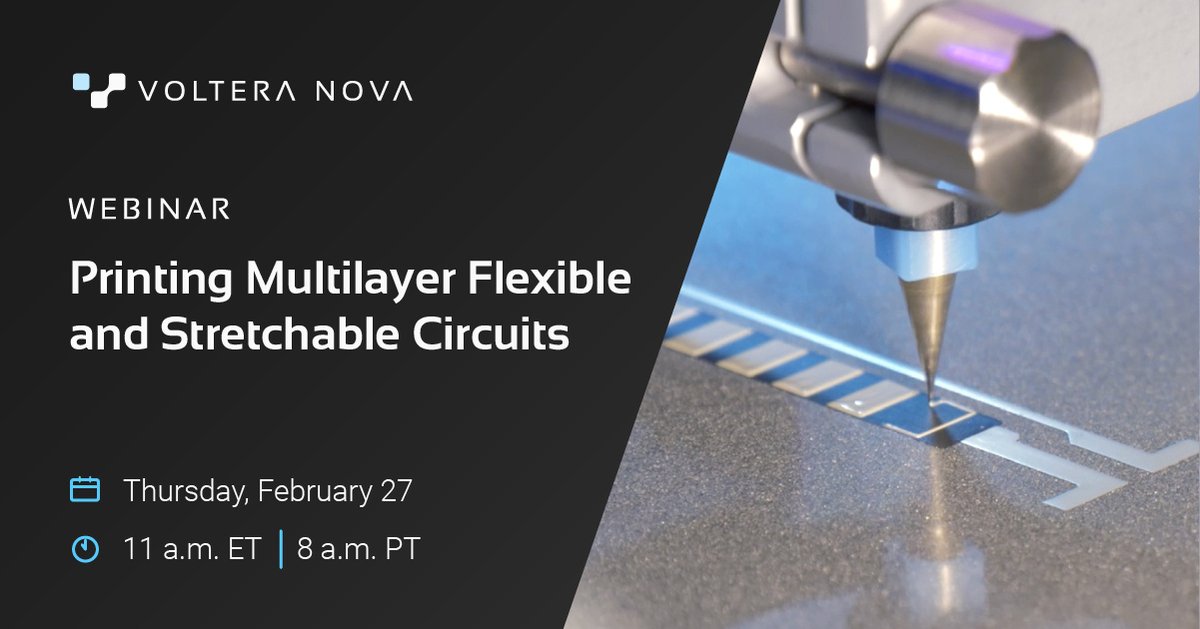 voltera_io's tweet image. Our next webinar is on printing multilayer and multi-materials circuits with NOVA. Also learn about the newly released feature that unlocks multilayer printing.

⏰Feb 27, 11 am ET

Register now: hubs.ly/Q036vNvz0

#VolteraNOVA #PrintedElectronics #FlexibleHybridElectronics