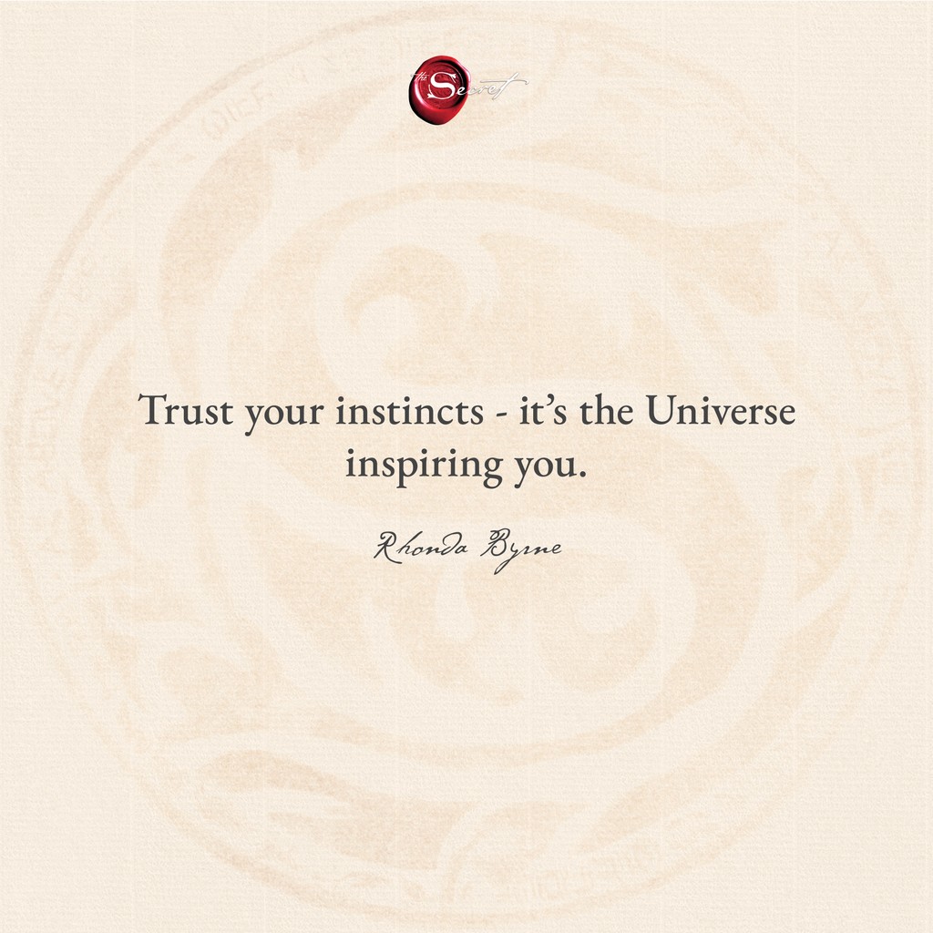 What's your intuition guiding you towards today? Drop a comment and share!

"Trust your instincts - it’s the Universe inspiring you."

#RhondaByrne #TheSecret #lawofattraction #loa #visualization #manifestation #askbelievereceive