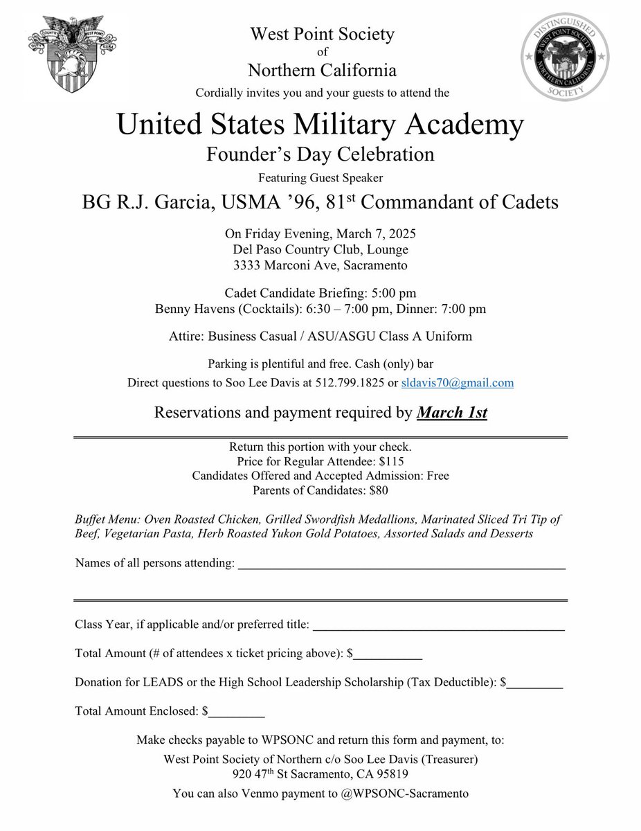 Fellow Graduates and Friends -

You are cordially invited to our 2025 Founders Day Event!

Register by March 1st.

Register at: sallyport.westpointaog.org/networks/event…

A “snail mail” version is attached below.