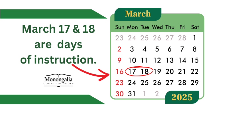 March 17 and 18 are days of instruction!