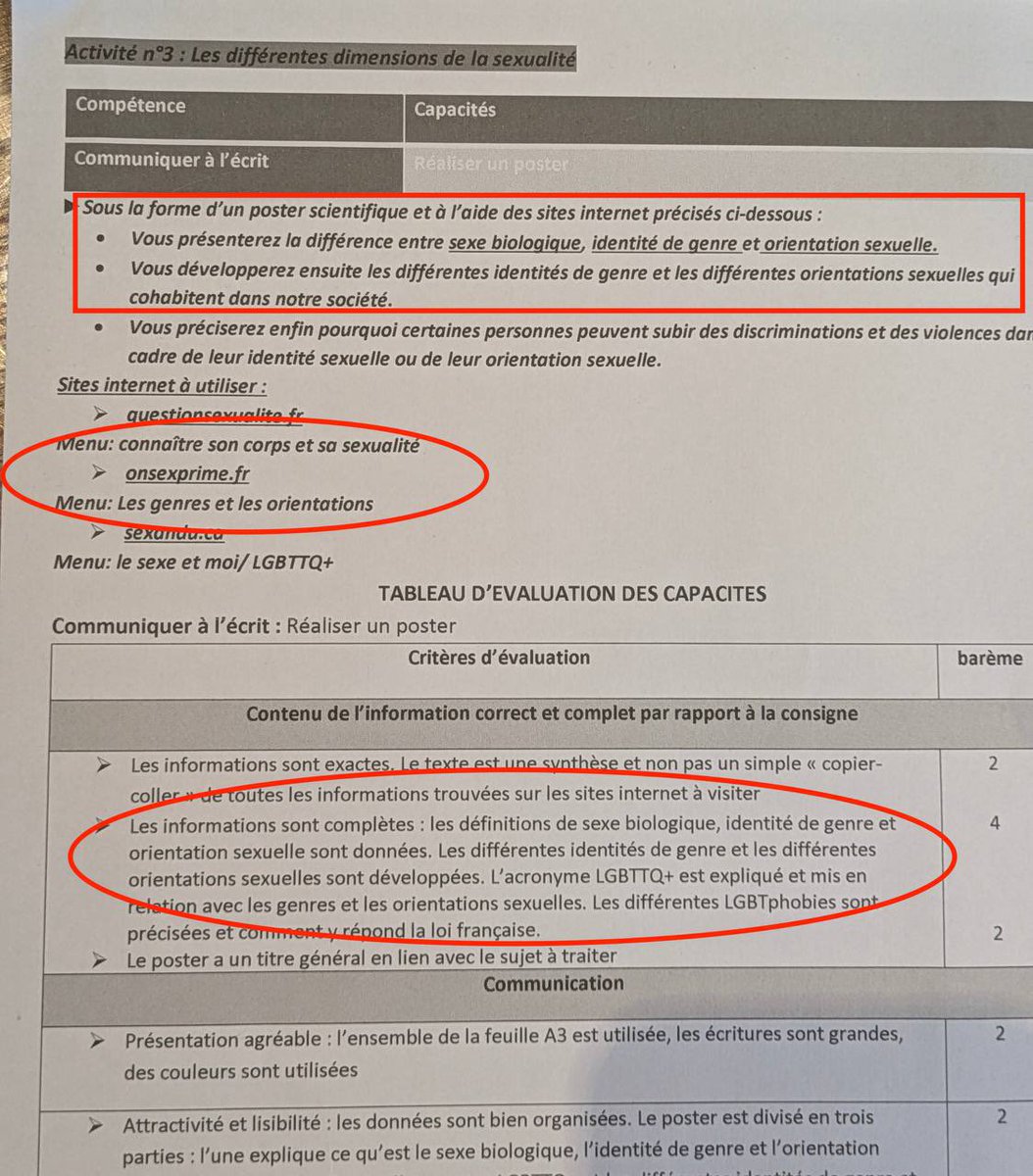 ParentsVigil's tweet photo. 🟡 La théorie du genre est enseignée, comme discipline scientifique, à l’école : en SVT, des élèves d’un lycée de Chantilly ont dû réaliser un poster sur le genre, en expliquant la signification de « LGBTTQ+ ».

✋ Dites stop à cet endoctrinement : https://t.co/GdL6J7YLTa https://t.co/xhAOzFpveK