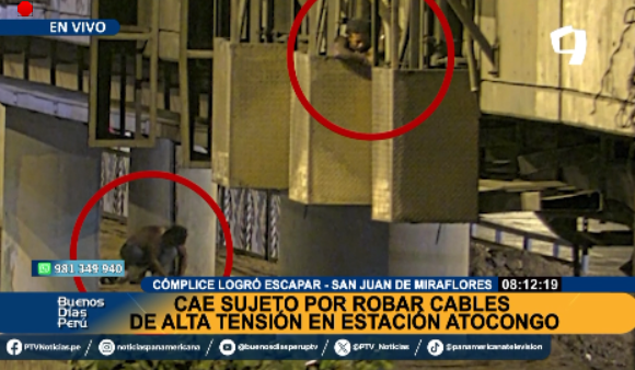 PanamericanaTV's tweet photo. BDP EnVivo | ROBABAN CABLES DE TREN ELÉCTRICO. Cae sujeto que cortaba las líneas de alta tensión en la estación #Atocongo.
Míranos EN VIVO ►https://t.co/NDeYp3Eyo8
#PanamericanaTelevisión @PoliciaPeru https://t.co/QK746tSpOf