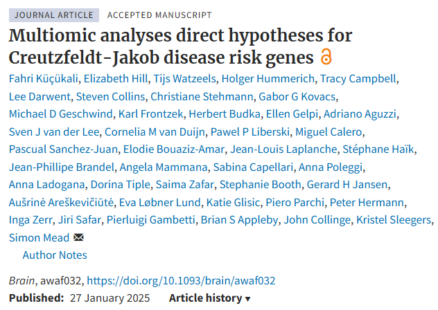 Happy to see our preprint on Creutzfeldt-Jakob Disease GWAS gene prioritization is now published in Brain! Check it out here: academic.oup.com/brain/advance-…
