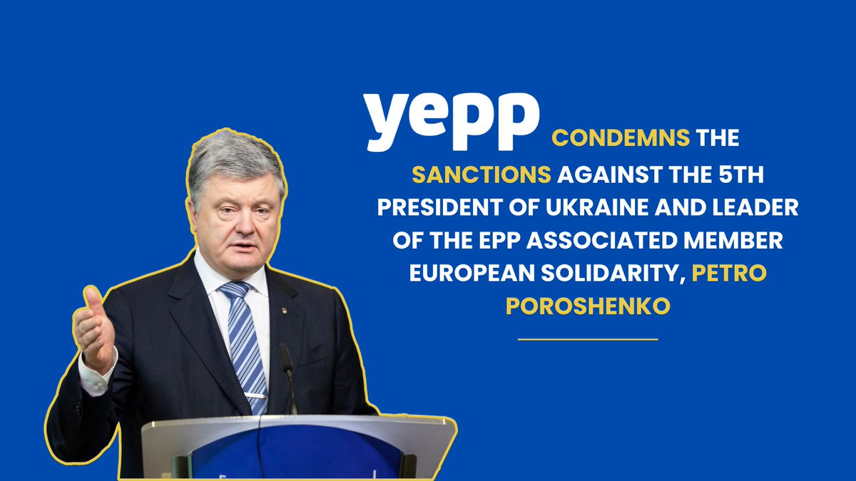 The Youth of the European People’s Party (YEPP) strongly condemns the decision signed by President Volodymyr Zelensky which could lead to the arrest and imposition of restrictive measures against Petro Poroshenko.
Here our full statement👉 bit.ly/3EASIzP