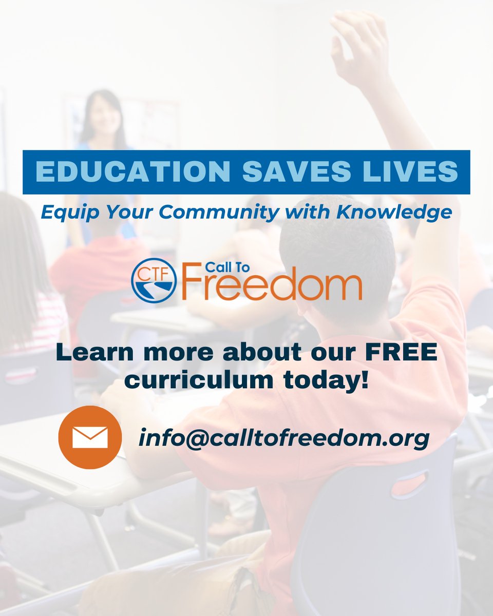 📚 Education is the key to prevention. Call to Freedom’s FREE curriculum equips educators, parents, &amp; students to recognize, respond to, &amp; prevent trafficking. Let’s create safer communities together. 📧 info@calltofreedom.org

#JoinTheCall #PreventionEducation