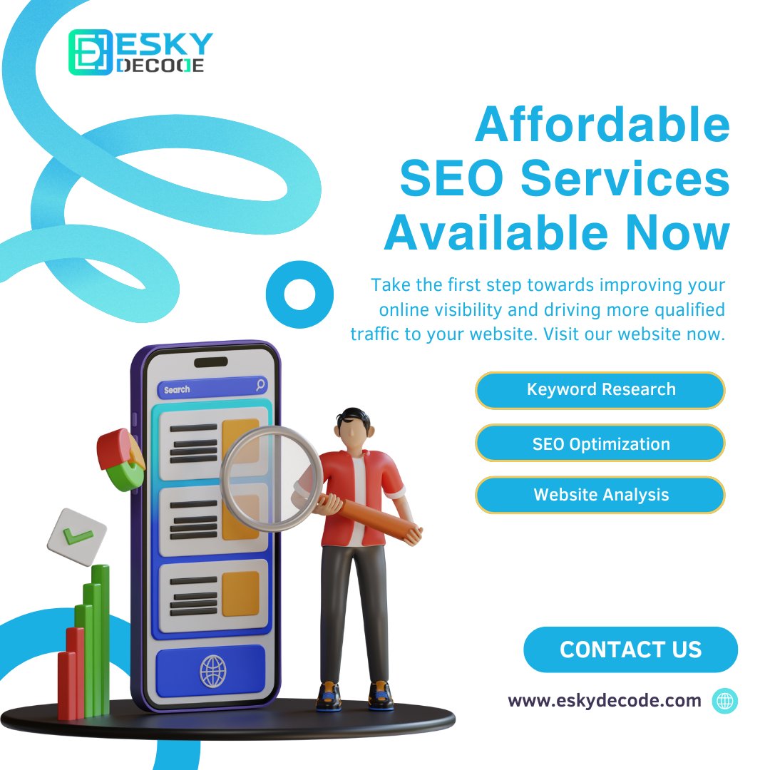 eskydecode's tweet image. Are you struggling to get organic traffic, rankings, and leads? High SEO costs shouldn’t hold your business back! At EskyDecode, we offer affordable SEO solutions tailored for startups, small businesses, and enterprises.

#SEOForAll #AffordableSEO #EskyDecode #DigitalMarketing