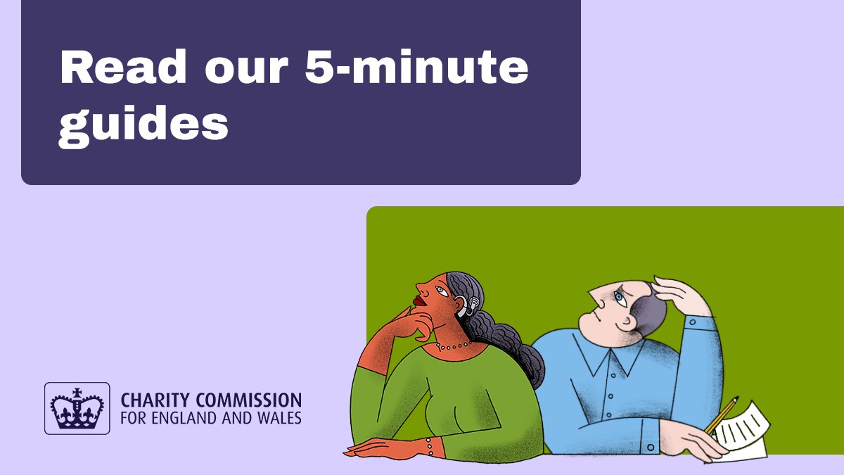 Have you read our collection of handy 5-minute guides for charity trustees? 

Find them here: gov.uk/government/col… 
 
☑️ delivering purpose
☑️ managing finances 
☑️ conflicts of interest 
☑️ making decisions 
☑️ reporting information
☑️ safeguarding people