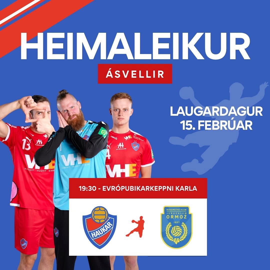 16-liða úrslit í Evrópubikarnum hefjast á laugardaginn hjá strákunum okkar. Strákarnir taka á móti Slóvenskaliðinu RK Jeruzalem Ormozo kl 19:30 . Strákarnir treysta á ykkur kæru stuðningsmenn til þess að hjálpa þeim að ná góðum úrslitum í fyrri leik liðanna í 16-liða úrslitum.