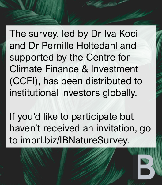 Imperial CCFI (@imperialccfi) on Twitter photo 📢Calling all #EquityInvestors: How is #Nature integrated into investment strategies?
Register to take part in <a href="/imperialcollege/">Imperial College London</a>'s new #NatureInvestment survey & contribute to innovative research📊imprl.biz/IBNatureSurvey
#SustainableFinance #OurImperial <a href="/ImperialBiz/">Imperial Business School</a> <a href="/PHoltedahl/">Pernille Holtedahl</a> 📢Calling all #EquityInvestors: How is #Nature integrated into investment strategies?
Register to take part in <a href="/imperialcollege/">Imperial College London</a>'s new #NatureInvestment survey & contribute to innovative research📊imprl.biz/IBNatureSurvey
#SustainableFinance #OurImperial <a href="/ImperialBiz/">Imperial Business School</a> <a href="/PHoltedahl/">Pernille Holtedahl</a>