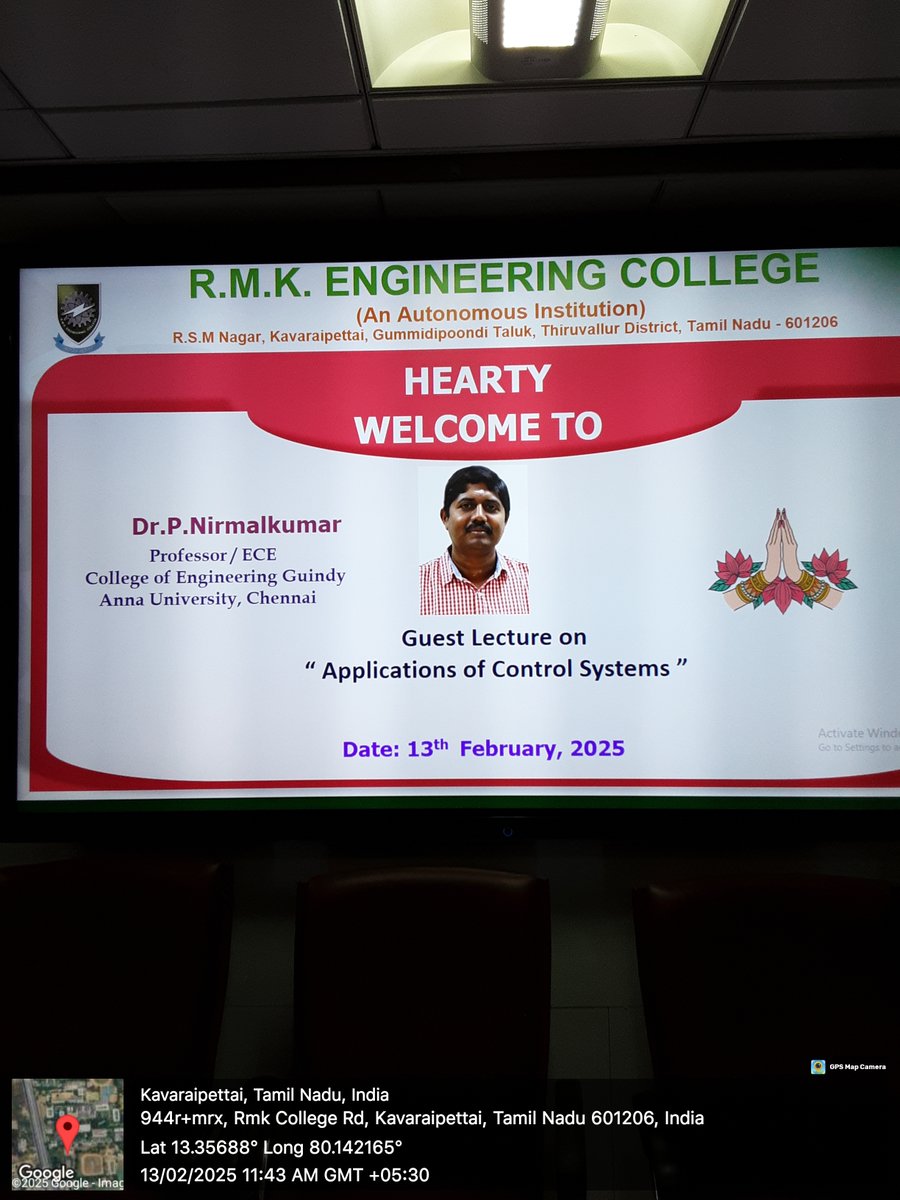 EceRmkec's tweet photo. *Guest Lecture on Applications of Control Systems*
Department of ECE organized a Guest Lecture on "Applications of Control Systems", with eminent resource person Dr.Nirmalkumar, Professor/ECE, College of Engineering, Guindy, shared his thoughts and insights on 13 February 2025. https://t.co/DIwyvheBhs