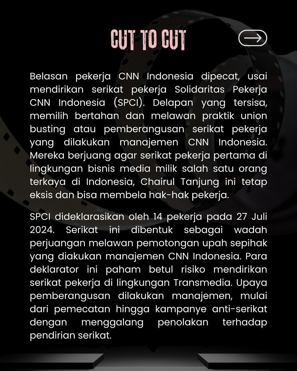 AJIBdg's tweet photo. Yuk! Ikut dalam gerakan #StopUnionBusting dengan berpartisipasi sebagai penyelenggara nobar dan diskusi film dokumenter Cut To Cut di kota kalian.
@AJIIndonesia

Isi formulirnya di tautan ini:
https://t.co/fmqw4GQLy6

#antiunionbusting #serikatpekerja #spci #cnnindonesia #buruh https://t.co/EWxYA5HT9z