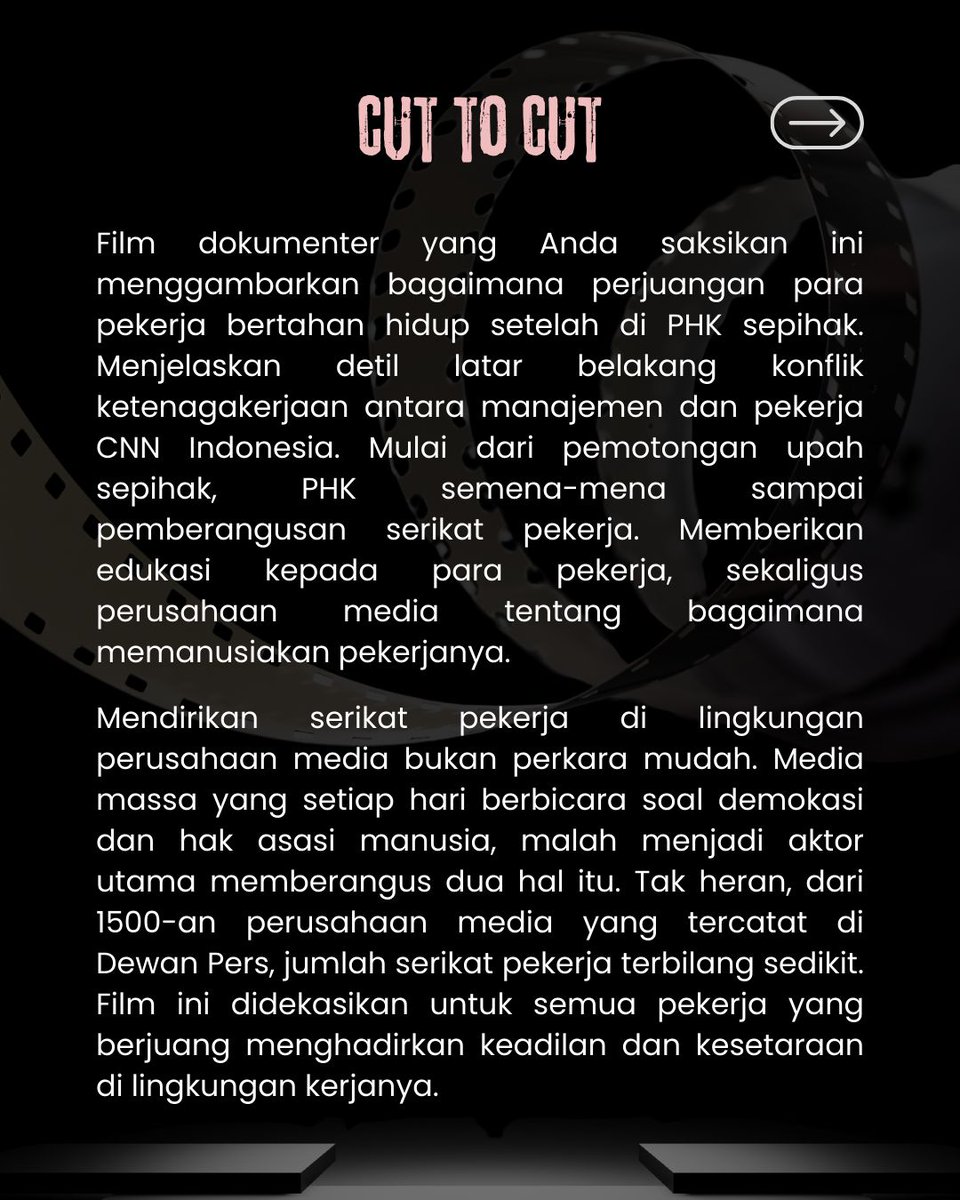 AJIBdg's tweet photo. Yuk! Ikut dalam gerakan #StopUnionBusting dengan berpartisipasi sebagai penyelenggara nobar dan diskusi film dokumenter Cut To Cut di kota kalian.
@AJIIndonesia

Isi formulirnya di tautan ini:
https://t.co/fmqw4GQLy6

#antiunionbusting #serikatpekerja #spci #cnnindonesia #buruh https://t.co/EWxYA5HT9z