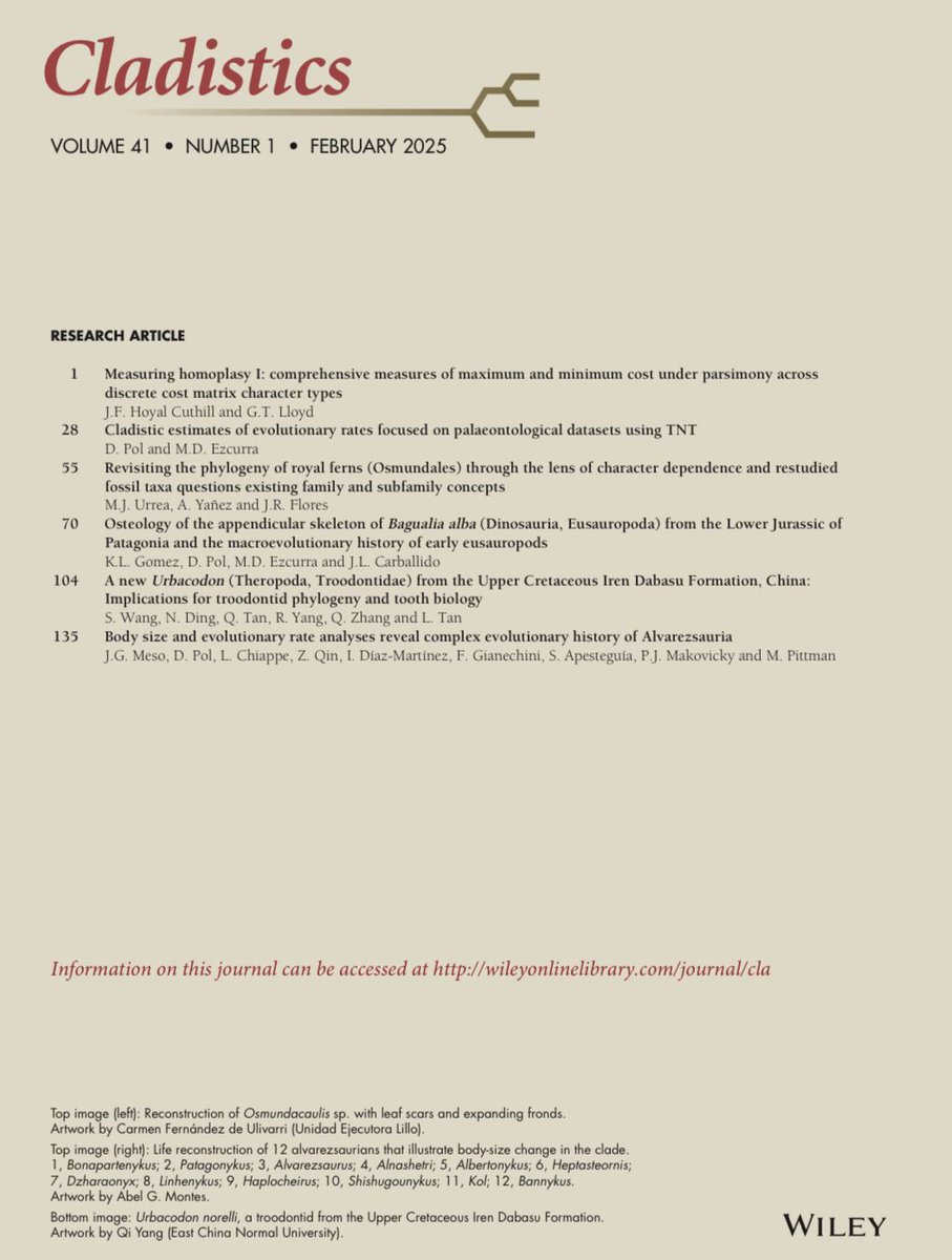 CladisticsAlert's tweet image. 🚨 #NewIssueAlert of #Cladistics ⚠️

📣(𝐒𝐩𝐞𝐜𝐢𝐚𝐥 𝐢𝐬𝐬𝐮𝐞: 𝐀𝐧𝐚𝐥𝐲𝐬𝐢𝐧𝐠 𝐝𝐚𝐭𝐚𝐬𝐞𝐭𝐬 𝐢𝐧 𝐩𝐚𝐥𝐚𝐞𝐨𝐧𝐭𝐨𝐥𝐨𝐠𝐲 𝟐. Volume 41 — Issue 1, Feb. 2025)

🔄 RT

onlinelibrary.wiley.com/toc/10960031/2…

#Palaeontology #Fossils #Phylogenetics #Systematics #Evolution #TNT