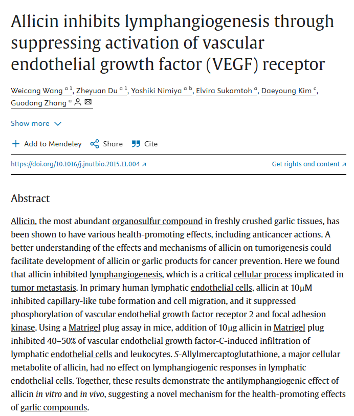 AllicinV's tweet image. #Allicin, the most abundant organosulfur compound in freshly crushed garlic tissues, has been shown to have various health-promoting effects, including #anticancer actions. A better understanding of the effects and mechanisms of allicin on #tumorigenesis could facilitate